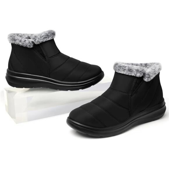 Womens Winter Boots Waterproof Snow Ankle Fur Lined Slip On Warm Insulated Shoes - Picture 4 of 7
